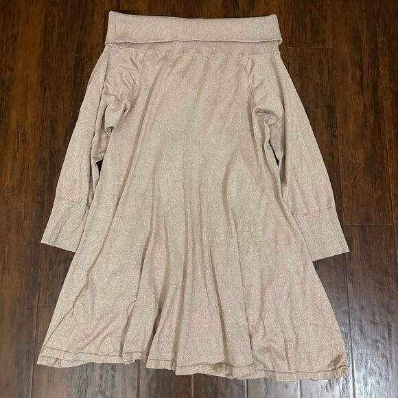 TORRID MARILYN MONROE Mini Fluted Sweater Dress Beige Metallic - Picture 2 of 12